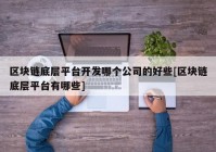 区块链底层平台开发哪个公司的好些[区块链底层平台有哪些]